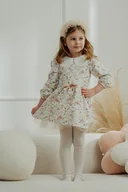 Sukienki i spódniczki dla dziewczynek - Sukienka z haftowanym kołnierzykiem BONIA ekri w duże kwiatki - miniaturka - grafika 1