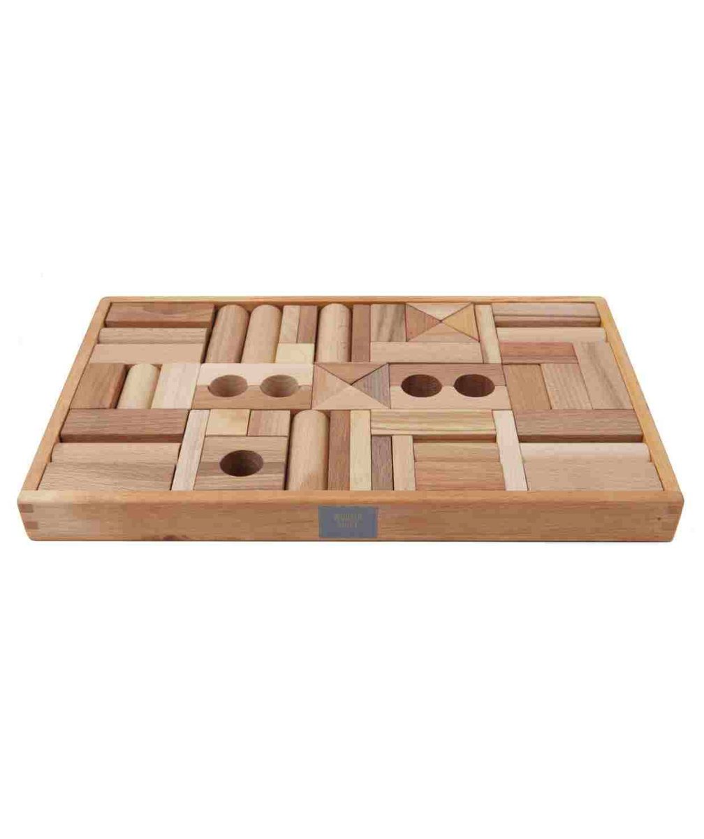 WOODEN STORY Drewniane Klocki w Skrzynce – Naturalne 54 Elementy