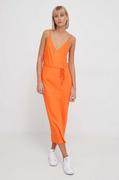 Sukienki - Calvin Klein sukienka kolor pomarańczowy maxi prosta - miniaturka - grafika 1