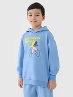 Bluzy dla chłopców - 4F Bluza dresowa nierozpinana z kapturem chłopięca - niebieska 164 (13-14 lat) - miniaturka - grafika 1