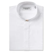 Krawaty i muchy męskie - Rael Brook Klasyczny krój biały mucha przód mandaryński kołnierz sukienka koszula, biały, 46 - miniaturka - grafika 1