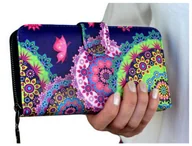 Portfele - PORTFEL DAMSKI w Kwiaty PODWÓJNY PORTMONETKA - miniaturka - grafika 1