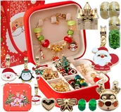 Prace ręczne dla dzieci - ŚWIĄTECZNY ZESTAW DO ROBIENIA BRANSOLETEK KORALIKI CHARMS MIKOŁAJ GWIAZDKA - miniaturka - grafika 1