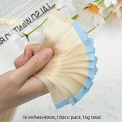 Pozostałe akcesoria fryzjerskie - TEMU Mini Taśmy do Przedłużania Włosów z Ludzkich Włosów, Dwustronne Niewidoczne Bezszwowe, Zestaw 10 szt., Naturalnie Proste Czarne Brązowe Blond - miniaturka - grafika 1