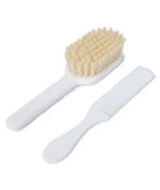 Szczotki do włosów dla dzieci - Poupy Poupy, Zestaw Szczotka i Grzebień do włosów dla niemowląt, Biały - miniaturka - grafika 1