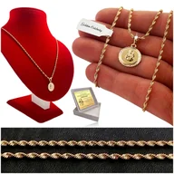 Biżuteria dla dzieci - Złoty Łańcuszek Medalik Matka Boska 18K Prezent Na Komunię Chrzest + Grawer - miniaturka - grafika 1