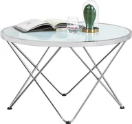 Ławy i stoliki kawowe - Stolik kawowy Nikkeby Stolik boczny Stolik do salonu Stolik pod sofę Okrągły Chromowana metalowa rama Szkło hartowane Szkło matowe - miniaturka - grafika 1