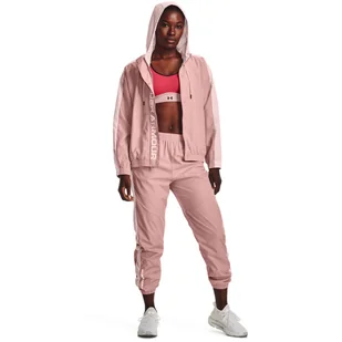 Damskie spodnie treningowe UNDER ARMOUR UA Rush Woven Pant - różowe - Spodnie sportowe damskie - miniaturka - grafika 1