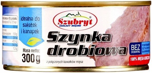 Szynka drobiowa 300 g konserwa Szubryt 80% z udka Trwały zapas