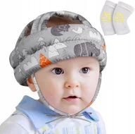 Czapki dla dzieci - Czapka Dziecięca Ochronna Na Głowę Kask Do Nauki Chodzenia Ochraniacz Szary - miniaturka - grafika 1