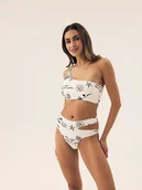 Stroje kąpielowe - Dół od bikini z wysokim stanem Firenze Esotiq kremowy S - miniaturka - grafika 1