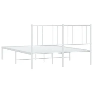 Metalowa rama łóżka z wezgłowiem, biała, 160x200 cm Lumarko! - Łóżka - miniaturka - grafika 9