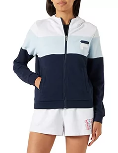 FILA Damska bluza z kapturem Santana Blocked Hooded Sweat, Black Iris-Bright White-omphalodes, XS - Bluzy damskie - miniaturka - grafika 1