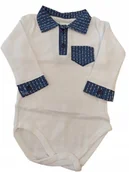 Body dla niemowląt - BODY CHLOPIĘCE Z KOŁNIERZYKIEM BIAŁE MAKOMA 0326 80 - miniaturka - grafika 1