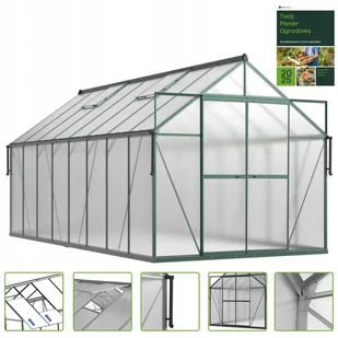 Szklarnia Ogrodowa Poliwęglan Duża Slide-In 490x244cm Zielona UV - Szklarnie ogrodowe - miniaturka - grafika 1