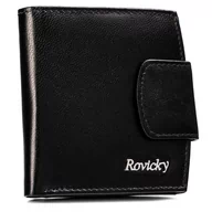Portfele - Mały portfel damski elegancki portfel na karty z ochroną RFID portmonetka na zatrzask Rovicky, czarny - miniaturka - grafika 1