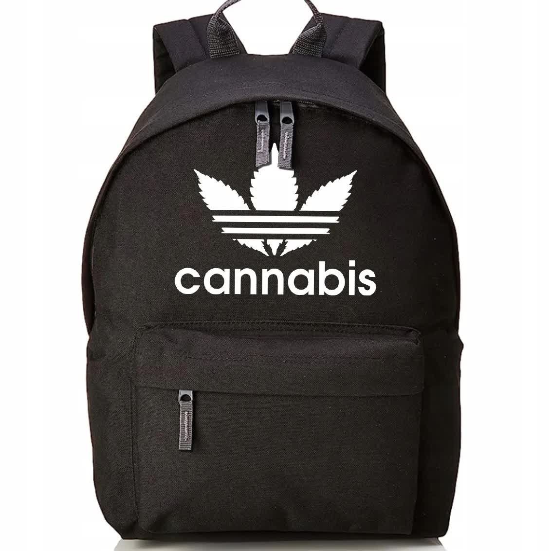 Plecak Szkolny Czarny Zabawne CANNABIS Zespoły Koncerty Merch Wzory