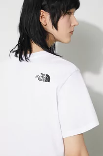 Koszulki sportowe damskie - The North Face t-shirt W Simple Dome Cropped Slim Tee damski kolor biały NF0A87U4FN41 - grafika 1