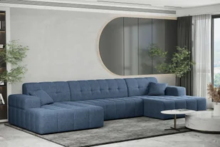 Sofa w kształcie U NIMES narożnik tkanina Neve niebieski - Narożniki - miniaturka - grafika 1