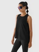 Koszulki sportowe damskie - 4F Top treningowy oversize szybkoschnący 4F x Anna Lewandowska - czarny XS - miniaturka - grafika 1