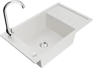 Zlewozmywaki z baterią - Mexen Elias zlewozmywak granitowy 1-komorowy z ociekaczem i baterią kuchenną Telma, biały - 6511-20-670200-00 - miniaturka - grafika 1