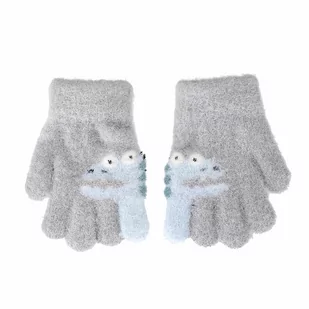 Rękawiczki dziecięce dinozaur jasnoszare - Rękawiczki - miniaturka - grafika 1