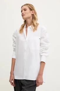 Tommy Hilfiger koszula bawełniana damska kolor biały regular z kołnierzykiem klasycznym - Koszule damskie - miniaturka - grafika 1