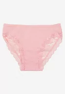 Majtki damskie - Różowe Bawełniane Majtki Figi z Koronką Osswa - miniaturka - grafika 1