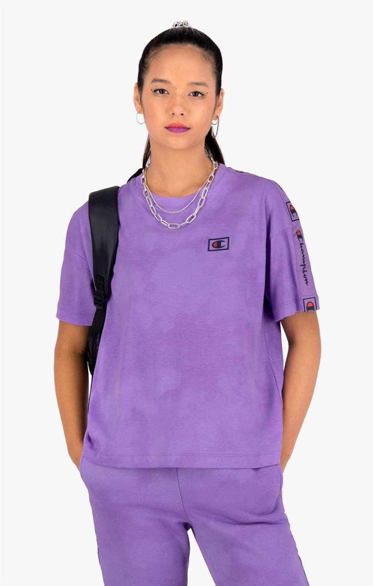Champion Wmns Organic Cotton Blend Tie Dye T-Shirt Purple - M
