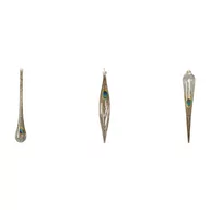 Bombki - Goodwill CC DESIGN INTERIOR Zestaw 3 szklanych bombek sopli z pawim piórem 30 - miniaturka - grafika 1