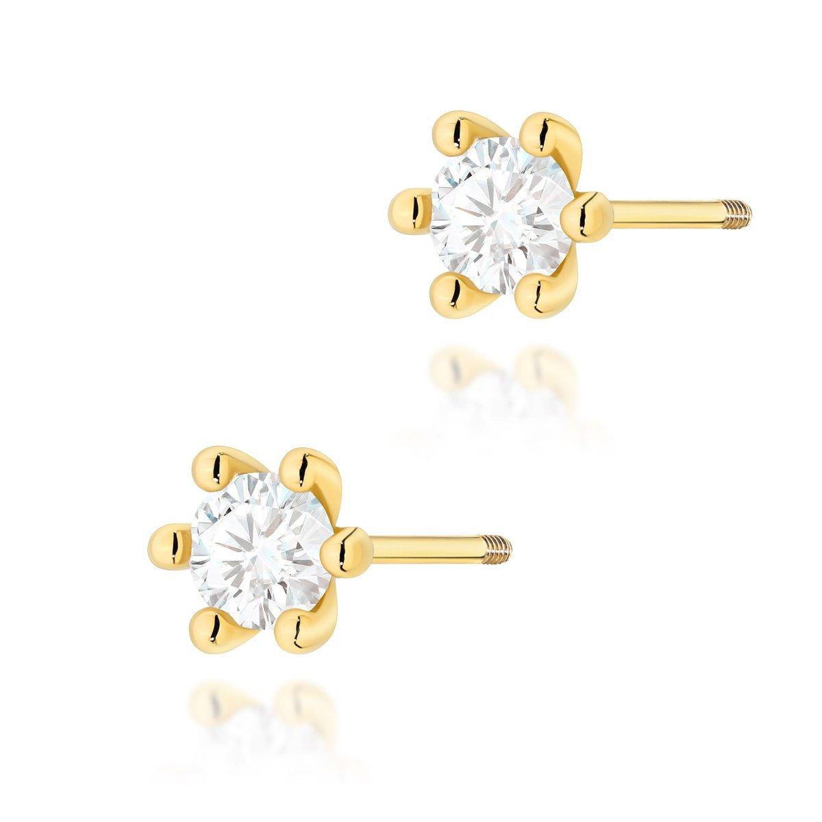 Złote kolczyki K0222 Diament 2 x 0,30ct żółte złoto sztyft zakręcany pr. 585