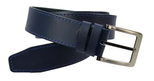 Pasek Męski Skórzany PAS-MAX (PL) Niebieski Z Niebieską Nitką Skóra Licowa 40 mm - Paski - miniaturka - grafika 8