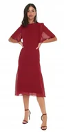 Sukienki - TRENDYOL BORDOWA SUKIENKA MIDI Z LEJĄCYMI RĘKAWAMI I FALBANĄ 40 5BA - miniaturka - grafika 1