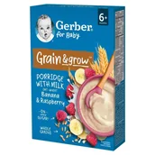 Kaszki dla dzieci - Gerber Grain & grow Kaszka owsiano-pszenna mleczna banan malina po 6 miesiącu 200 g - miniaturka - grafika 1