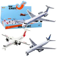 Samoloty i helikoptery - Samolot Pasażerski z Napędem Pull-Back Metalowy Model Biały Mix LEAN TOYS - miniaturka - grafika 1