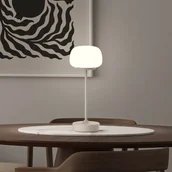 Lampy stojące - Näve Lampa stołowa LED Pina beżowa Wysokość 27.8cm Metal/szkło Dotykowa - miniaturka - grafika 1