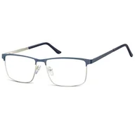 Okulary korekcyjne, oprawki, szkła - Okulary zerówki korekcyjne Nerd Prostokątne Flex 910D granatowo-srebrne - miniaturka - grafika 1