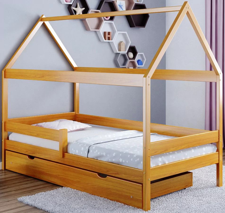 Drewniane łóżko dla dziecka z szufladą olcha Petit 4X 180x80 cm