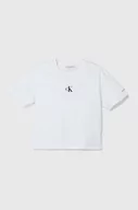 Koszulki dla dziewczynek - Calvin Klein Jeans t-shirt bawełniany kolor biały - miniaturka - grafika 1