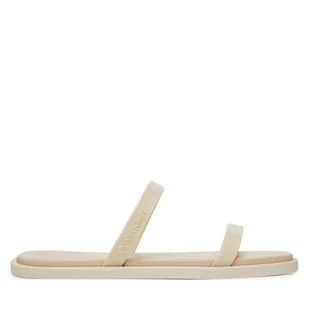 Klapki Calvin Klein Double Bar Slide - Jelly HW0HW02417 Écru - Klapki i japonki damskie - miniaturka - grafika 1