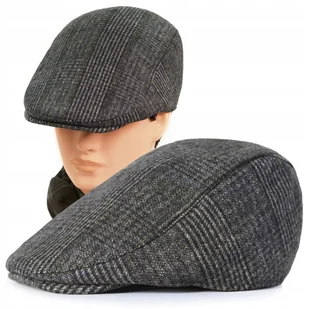 Kaszkiet Męski Zimowy Ocieplany Elegancka Czapka w Kratkę 50% Wełny - Czapki męskie Kaszkiet Męski Zimowy Ocieplany Elegancka Czapka w Kratkę 50% Wełny - Czapki męskie - miniaturka - grafika 1