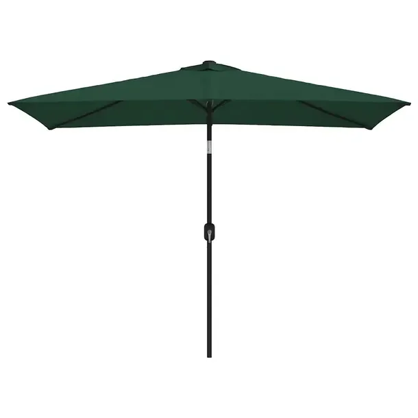 Parasol ogrodowy UV z korbką, zielony, 200x300 cm, stalowy słupek 38 mm,