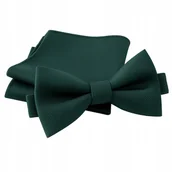 Krawaty i muchy męskie - Zestaw mucha + poszetka - ciemnozielona - miniaturka - grafika 1