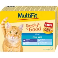 Mokra karma dla kotów - MultiFit Adult Sauce Fish Mix Zestaw mieszany 12x100g - miniaturka - grafika 1
