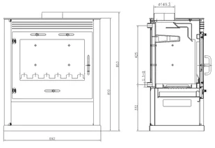 Piec piecyk kominek na drewno 13kW z płaszczem wodnym (kolor: kość słoniowa) - spełnia anty-smogowy EkoProjekt 48282273 - Piece wolnostojące - miniaturka - grafika 2