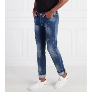 Spodnie męskie - Philipp Plein Jeansy Denim Trousers Super Straight Cut Skull&Bones - grafika 1