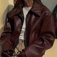 Kurtki damskie - TEMU Damska Casualowa Elegancka Kurtka - Brązowy Płaszcz Zapinany na Zamek z Kołnierzykiem, Strukturalny Krój na Wiosnę/Jesień, Do Biura, Na Imprezę, - miniaturka - grafika 1