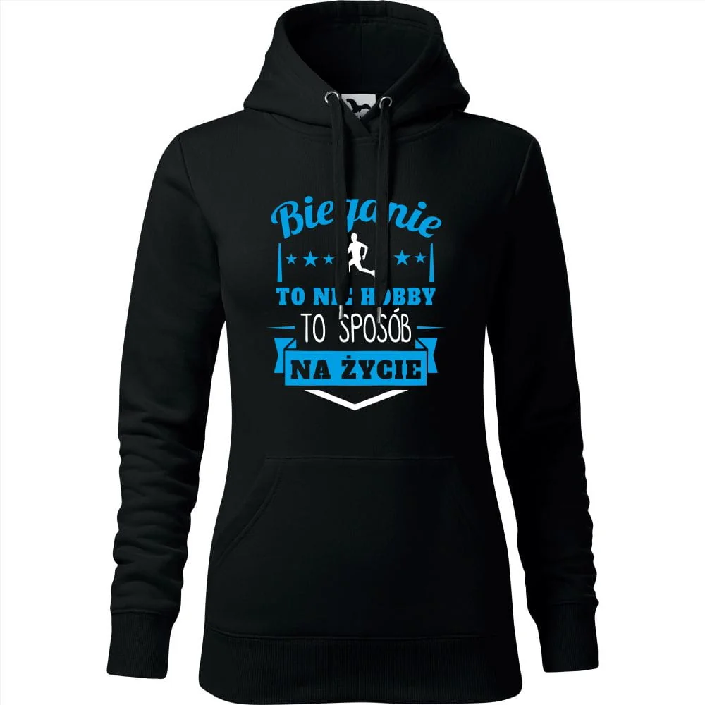 Damska Bluza Z Kapturem - Bieganie To Nie Hobby, To Sposób Na Życie Czarny 2xl