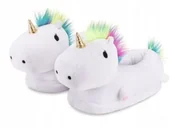 Kapcie damskie - KAPCIE LACZKI ŚWIECĄCE UNICORN JEDNOROŻEC BIAŁE PREZENT TĘCZA WYGODNE - miniaturka - grafika 1