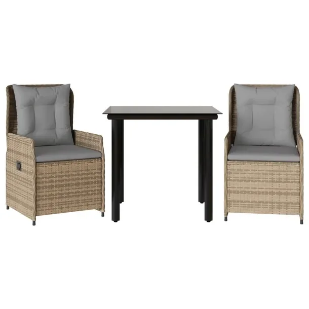 Zestaw Mebli Ogrodowych Rattan PE, Stół 80x80x74 cm, Krzesła 55x60x93 cm